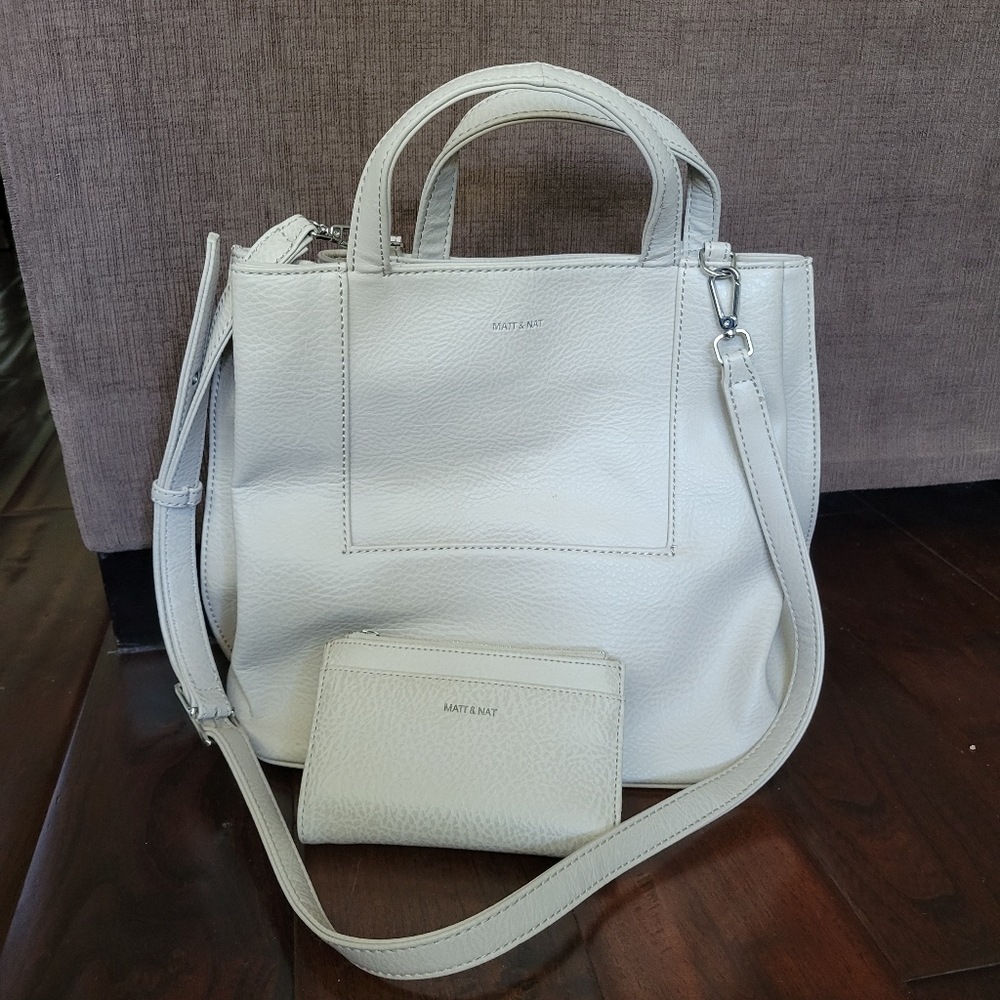Matt and Nat Fleury vegan leather bag and matching bifold wallet